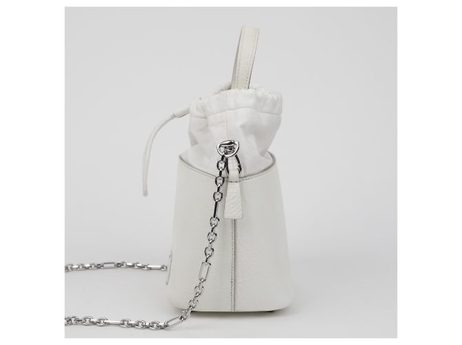 Maison Martin Margiela Mini borsa a secchiello da donna in tela bianca - vista 5