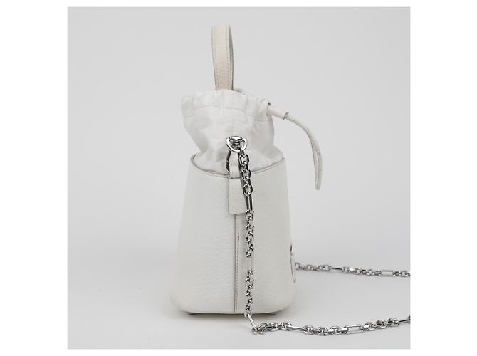 Maison Martin Margiela Mini borsa a secchiello da donna in tela bianca - vista 6