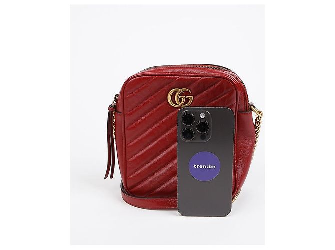 Gucci Borsa a tracolla GG Marmont con catena Red Gold - vista 7
