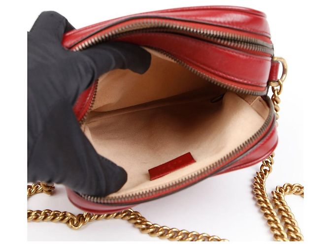 Gucci Borsa a tracolla GG Marmont con catena Red Gold - vista 8