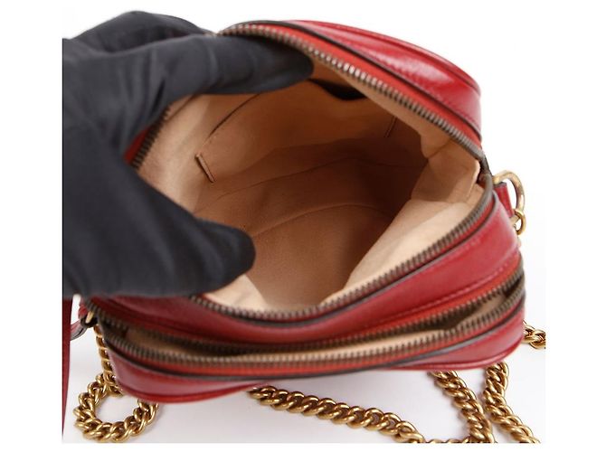 Gucci Borsa a tracolla GG Marmont con catena Red Gold - vista 9