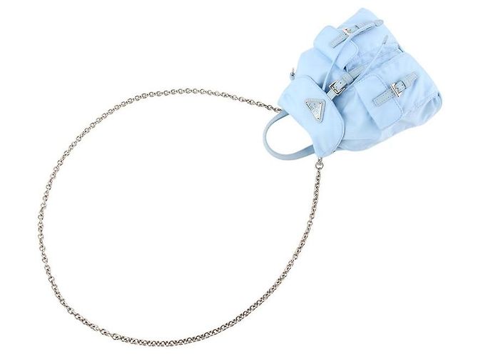 Prada Mini zaino Re-Nylon con tracolla a catena - vista 4