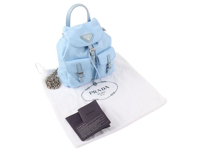Prada Mini zaino Re-Nylon con tracolla a catena - vista 8