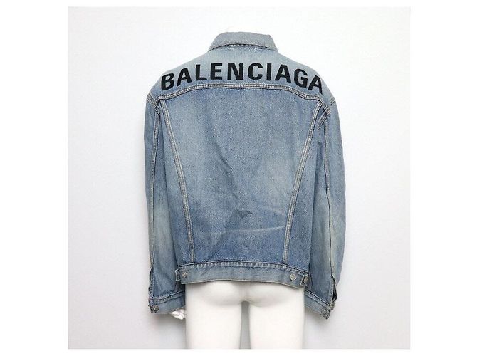 Balenciaga Giacca in denim con logo ricamato - vista 4