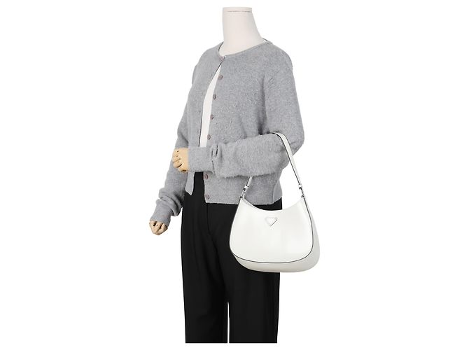 Prada Borsa a tracolla Cleo in pelle spazzolata White - vista 12
