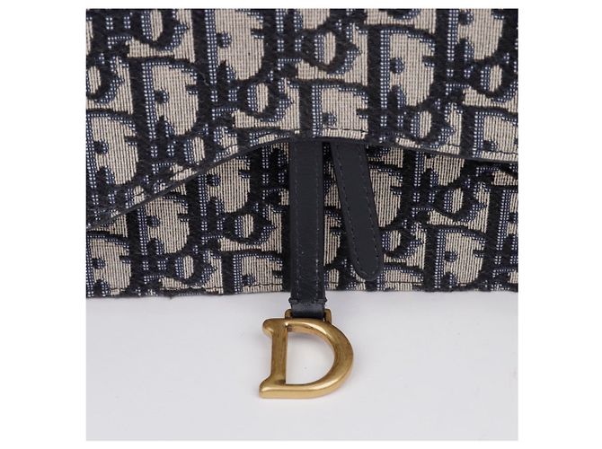 Dior Borsa Saddle Pouch Oblique Jacquard con Catena Blu - vista 2