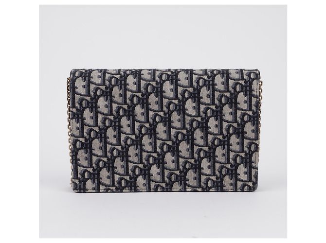 Dior Borsa Saddle Pouch Oblique Jacquard con Catena Blu - vista 3