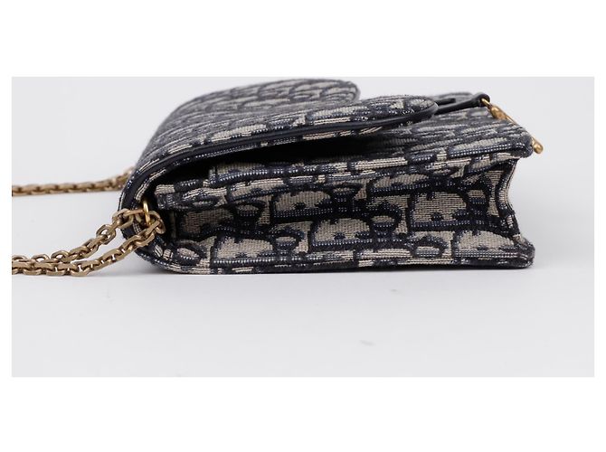 Dior Borsa Saddle Pouch Oblique Jacquard con Catena Blu - vista 4