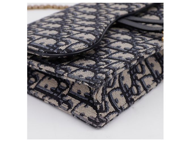 Dior Borsa Saddle Pouch Oblique Jacquard con Catena Blu - vista 5