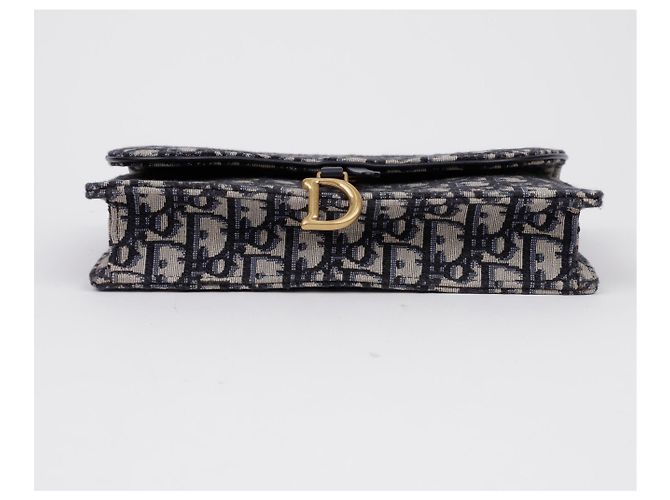 Dior Borsa Saddle Pouch Oblique Jacquard con Catena Blu - vista 6