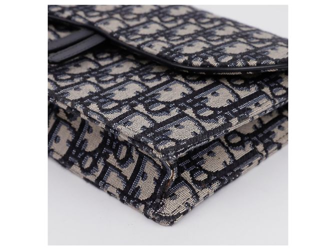 Dior Borsa Saddle Pouch Oblique Jacquard con Catena Blu - vista 7