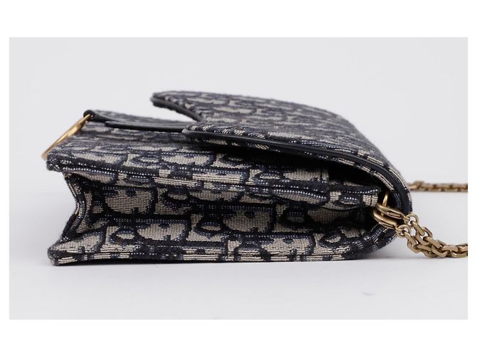 Dior Borsa Saddle Pouch Oblique Jacquard con Catena Blu - vista 8