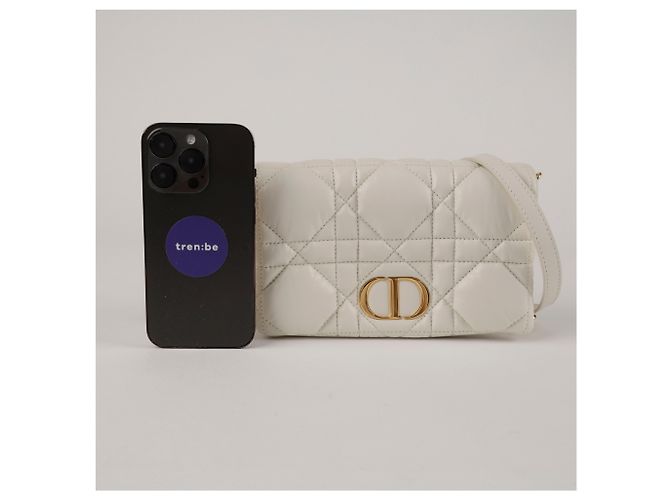 Dior Borsa a Tracolla Mini Macro Cannage Bianco Tono Oro - vista 8