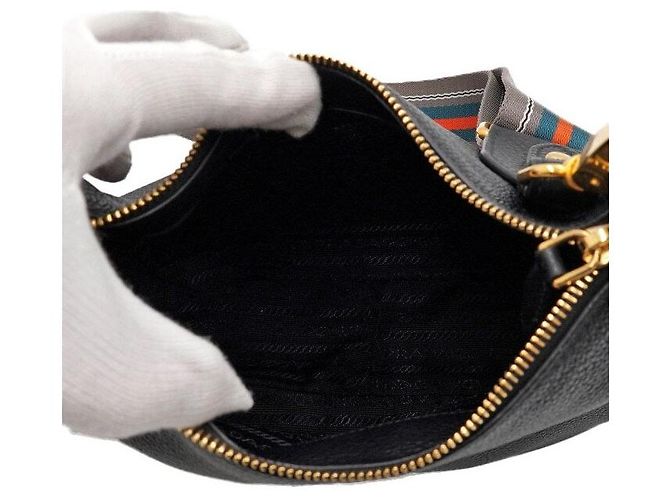 Prada Borsa a tracolla Hobo con logo dorato - vista 5