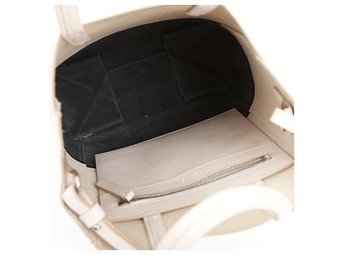 Céline Borsa Cabas Two-Way in pelle di vitello Cream Black - vista 11