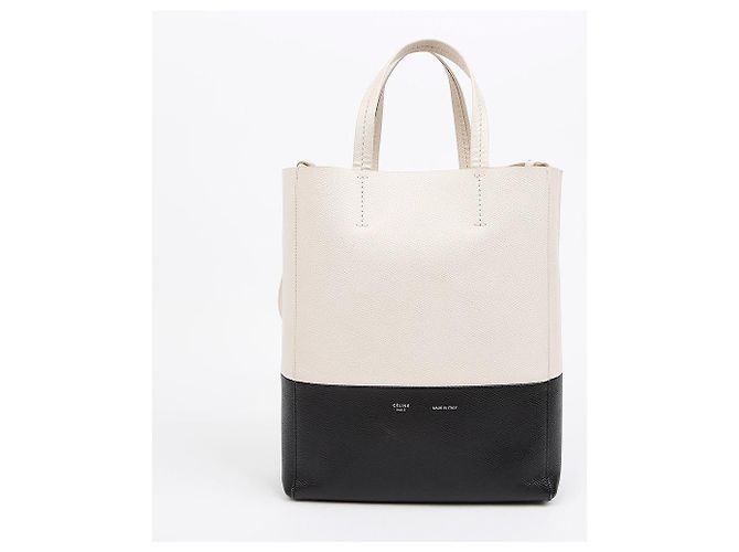 Céline Borsa Cabas Two-Way in pelle di vitello Cream Black - vista 2