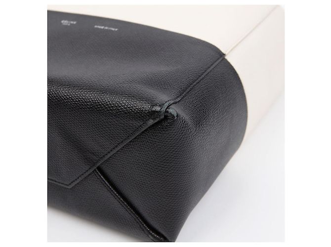 Céline Borsa Cabas Two-Way in pelle di vitello Cream Black - vista 8
