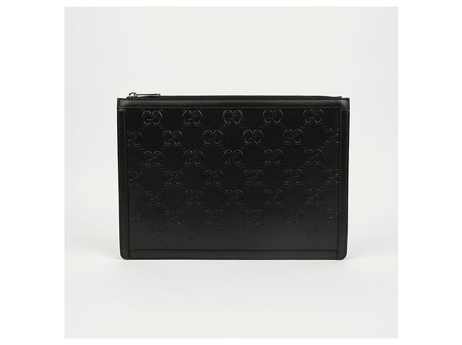 Gucci Pouch in pelle goffrata Nero - vista 2