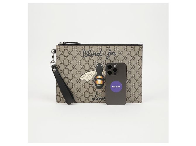 Gucci Pouch con tracolla GG Supreme Bestiary Bee Print - vista 14