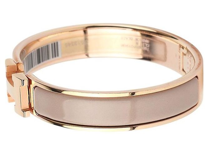 Hermès Bracciale Click Maron Glace Placcato Oro Rosa GM - vista 3