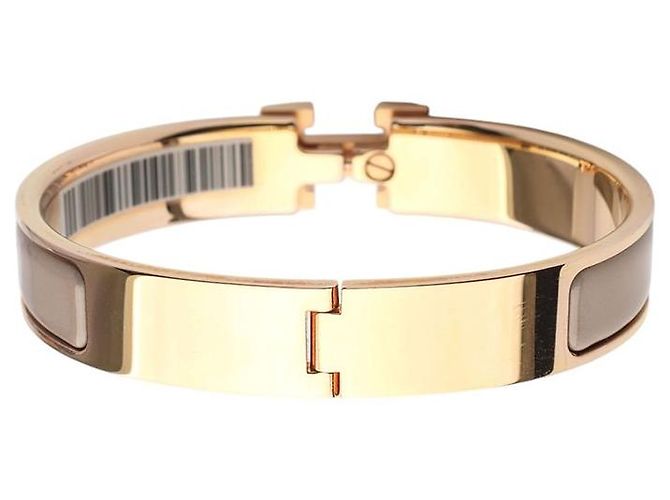Hermès Bracciale Click Maron Glace Placcato Oro Rosa GM - vista 4