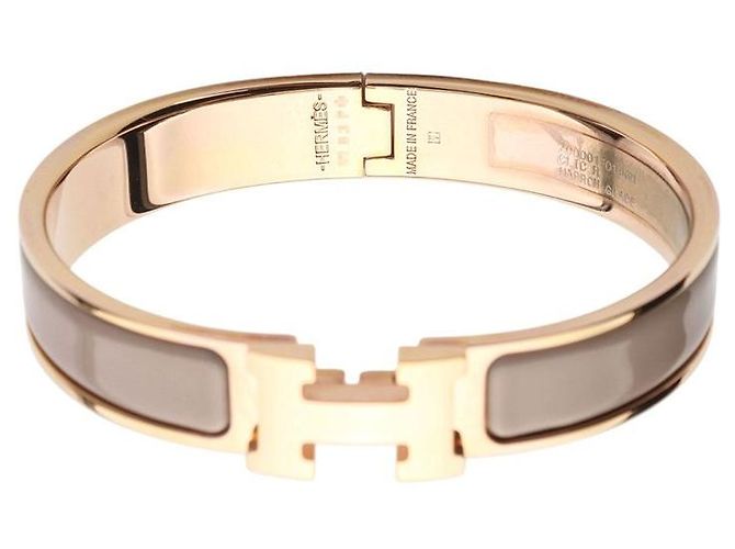 Hermès Bracciale Click Maron Glace Placcato Oro Rosa GM - vista 5