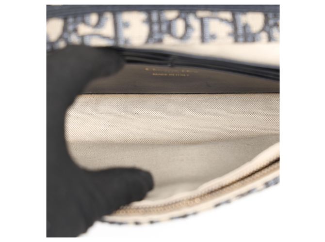 Dior Borsa Saddle Pouch Oblique Jacquard con Catena Blu - vista 10
