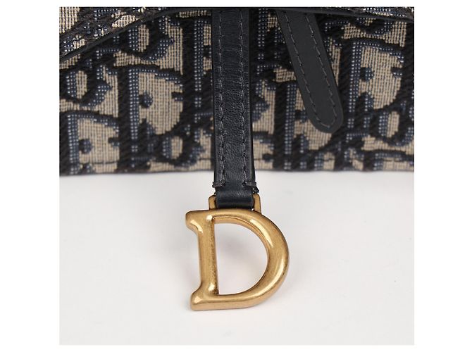 Dior Borsa Saddle Pouch Oblique Jacquard con Catena Blu - vista 3