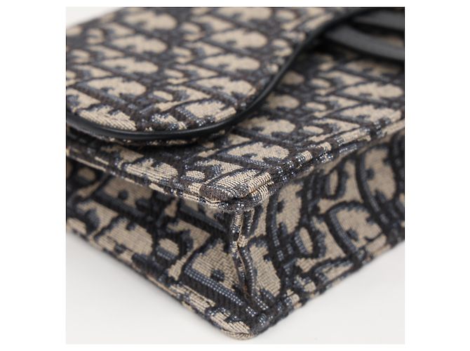 Dior Borsa Saddle Pouch Oblique Jacquard con Catena Blu - vista 6