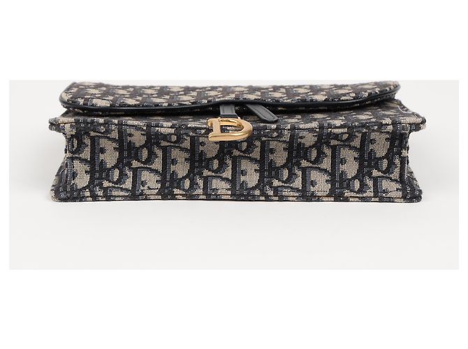Dior Borsa Saddle Pouch Oblique Jacquard con Catena Blu - vista 7
