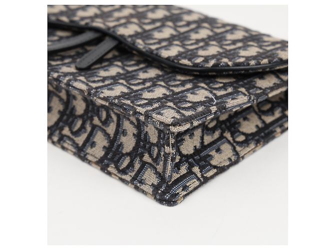 Dior Borsa Saddle Pouch Oblique Jacquard con Catena Blu - vista 8