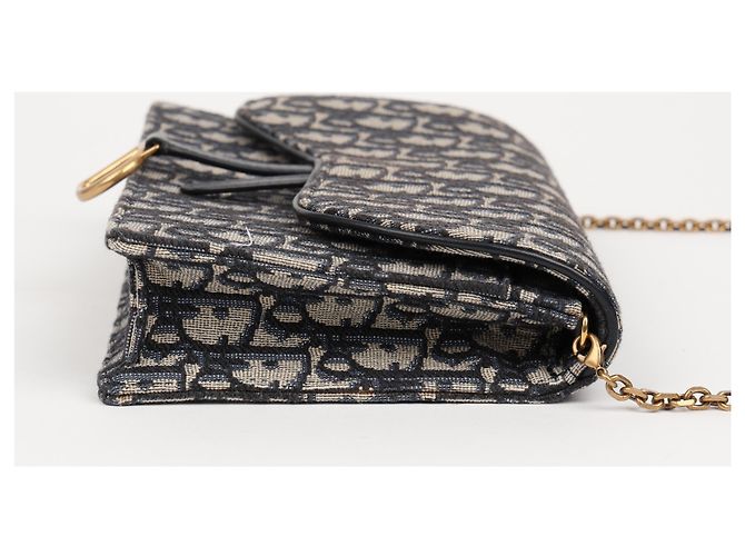 Dior Borsa Saddle Pouch Oblique Jacquard con Catena Blu - vista 9