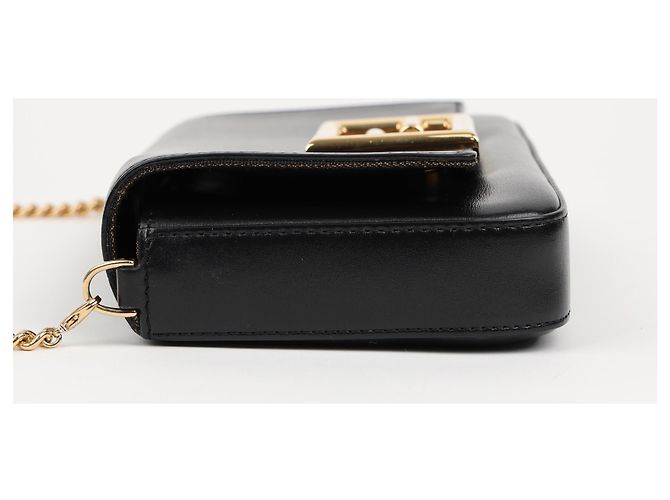 Fendi Mini Borsa a Tracolla FF Logo Chain Nera - vista 5
