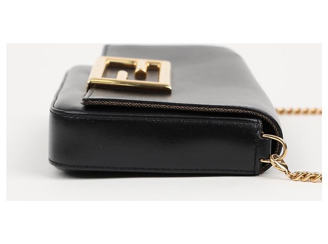 Fendi Mini Borsa a Tracolla FF Logo Chain Nera - vista 9