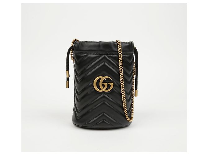 Gucci Mini Borsa Secchiello GG Marmont Nera - vista 2