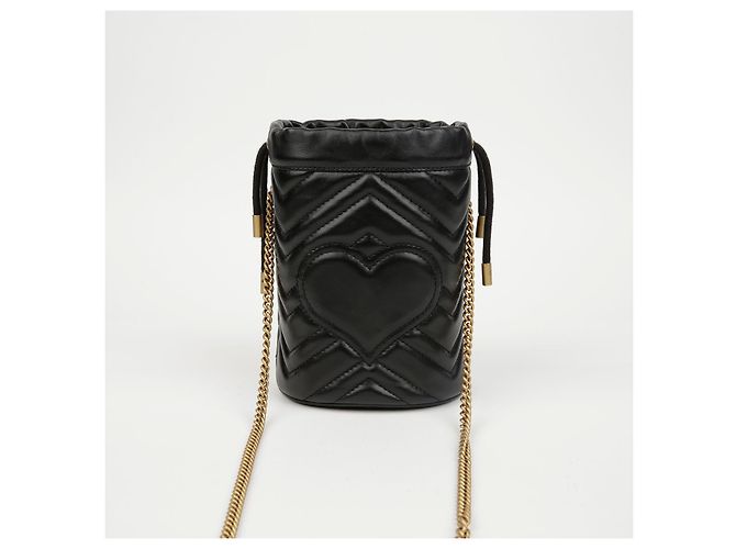 Gucci Mini Borsa Secchiello GG Marmont Nera - vista 3