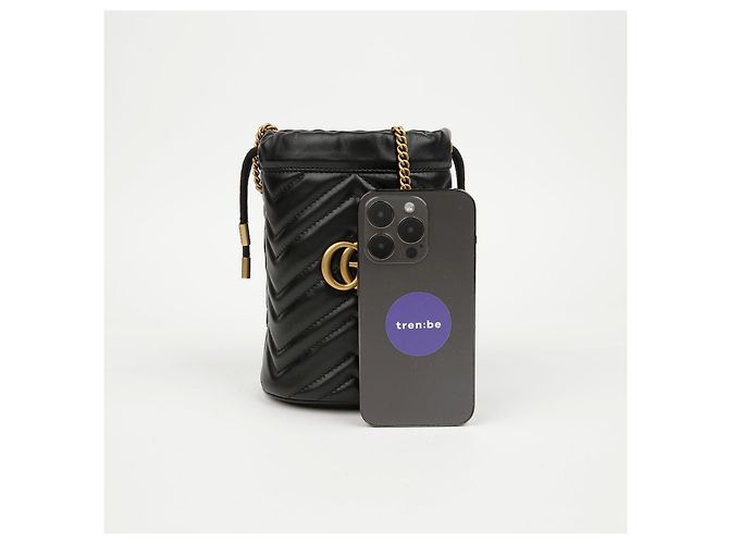 Gucci Mini Borsa Secchiello GG Marmont Nera - vista 7