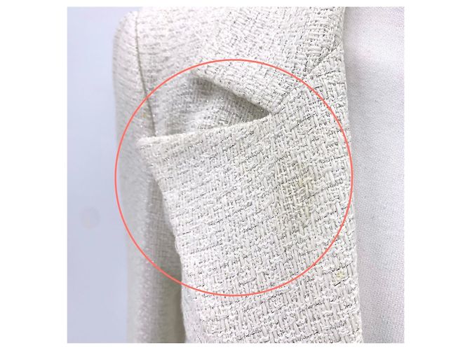 Chanel Tweed-Jacke Weiß - Ansicht 14