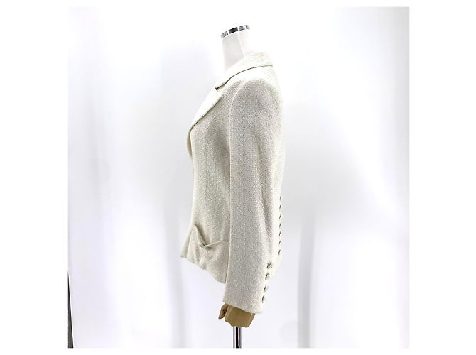 Chanel Tweed-Jacke Weiß - Ansicht 3