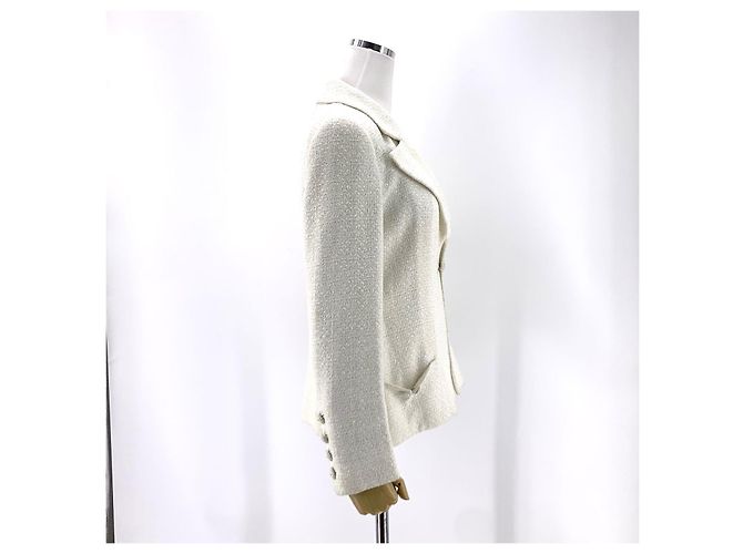 Chanel Tweed-Jacke Weiß - Ansicht 4