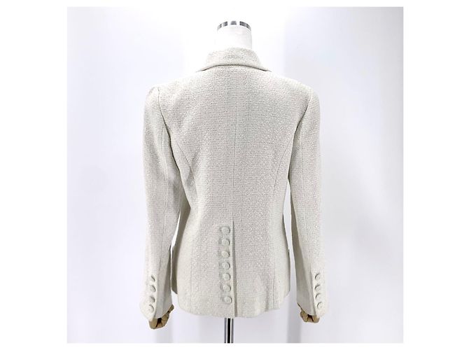 Chanel Tweed-Jacke Weiß - Ansicht 5