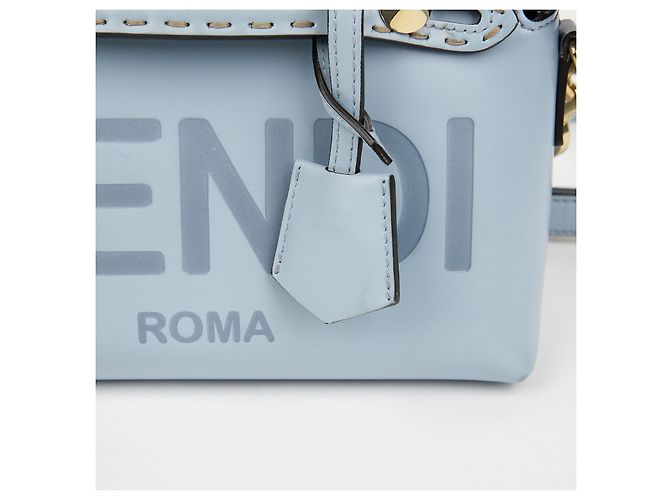 Fendi Borsa a tracolla Mini Boston Sky Blue - vista 3