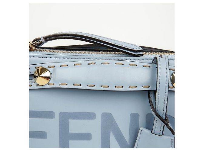 Fendi Borsa a tracolla Mini Boston Sky Blue - vista 4