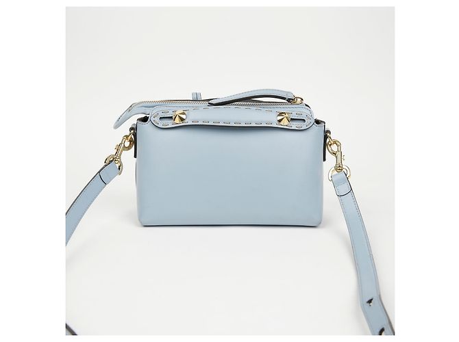 Fendi Borsa a tracolla Mini Boston Sky Blue - vista 5