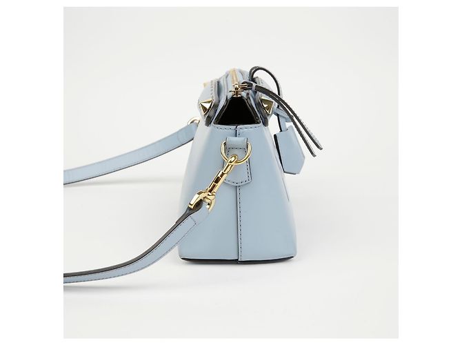 Fendi Borsa a tracolla Mini Boston Sky Blue - vista 7