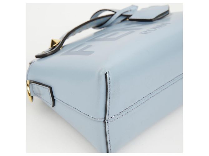 Fendi Borsa a tracolla Mini Boston Sky Blue - vista 9
