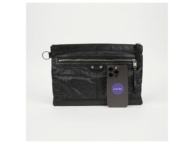 Balenciaga Clutch Medium Leather Classic Motor Clip Clutch Black - vista 13