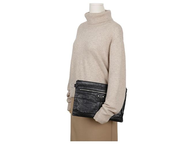 Balenciaga Clutch Medium Leather Classic Motor Clip Clutch Black - vista 14
