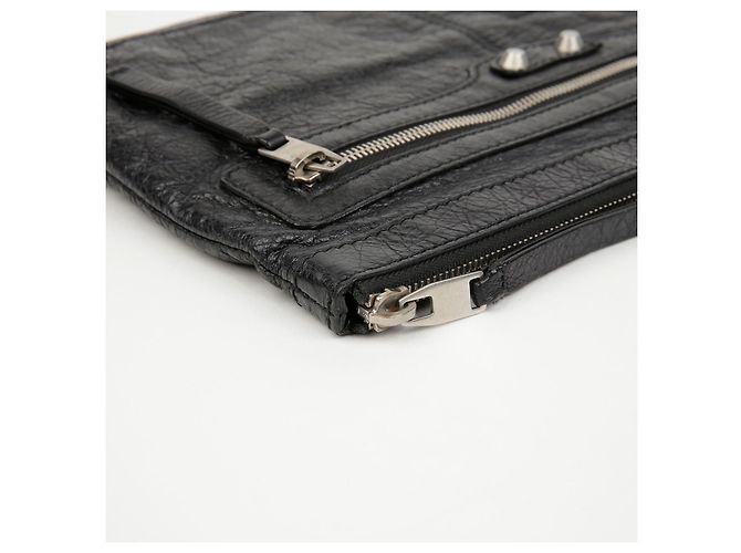 Balenciaga Clutch Medium Leather Classic Motor Clip Clutch Black - vista 9
