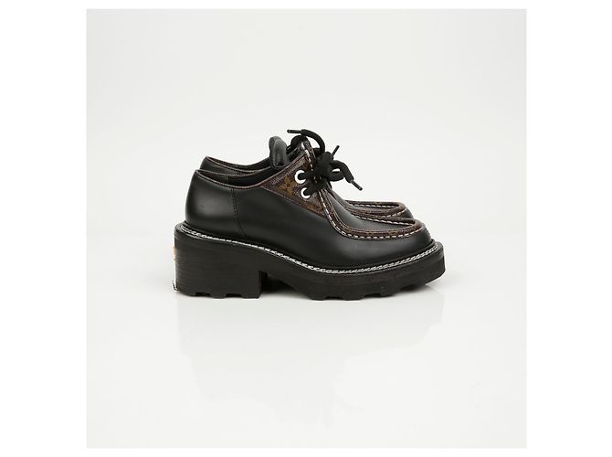 Louis Vuitton Bovr Flat Derby in pelle marrone - vista 3